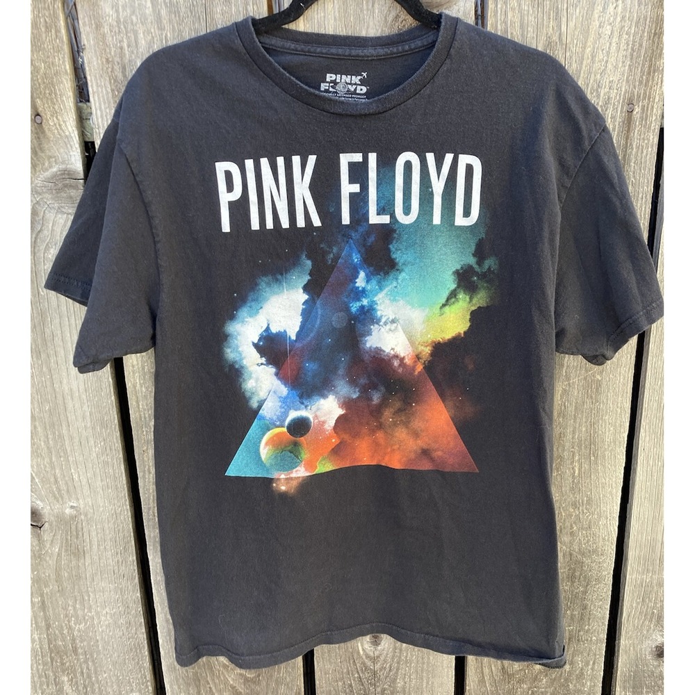 Men's Pink Floyd T-Shirt Black Pyramid L Psychedelic 70s Art Dark Side Moon